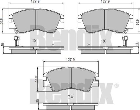 BENDIX 510143 - Тормозные колодки, дисковые, комплект autosila-amz.com