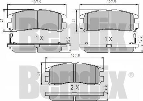 BENDIX 510142 - Тормозные колодки, дисковые, комплект autosila-amz.com