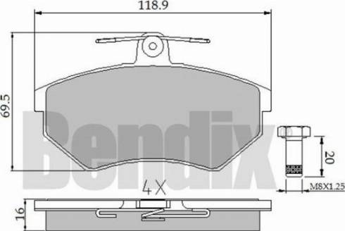 BENDIX 510158 - Тормозные колодки, дисковые, комплект autosila-amz.com