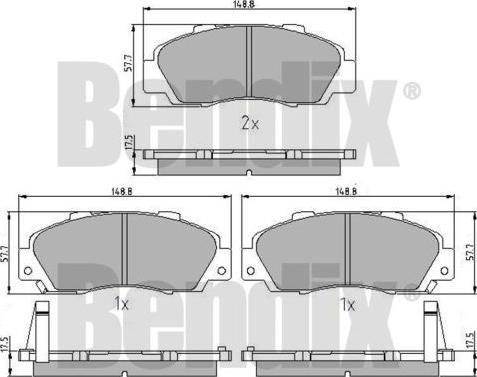 BENDIX 510157 - Тормозные колодки, дисковые, комплект autosila-amz.com