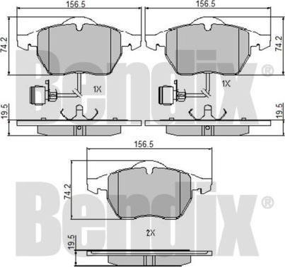 BENDIX 510174 - Тормозные колодки, дисковые, комплект autosila-amz.com