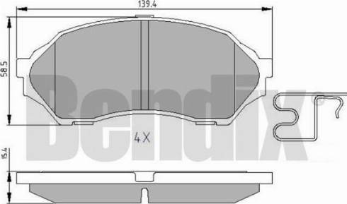 BENDIX 510840 - Тормозные колодки, дисковые, комплект autosila-amz.com