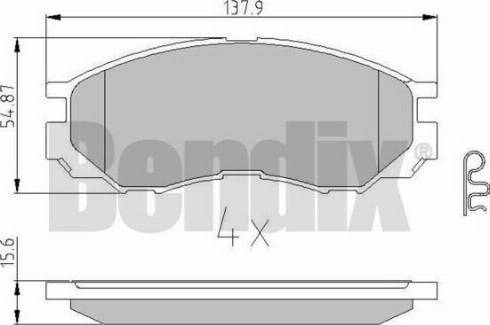 BENDIX 510842 - Тормозные колодки, дисковые, комплект autosila-amz.com