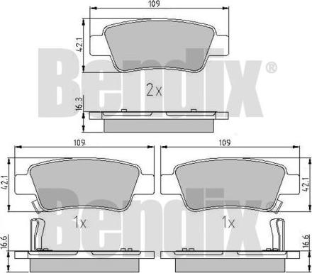 BENDIX 510855 - Тормозные колодки, дисковые, комплект autosila-amz.com