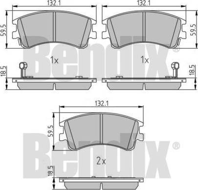 BENDIX 510818 - Тормозные колодки, дисковые, комплект autosila-amz.com