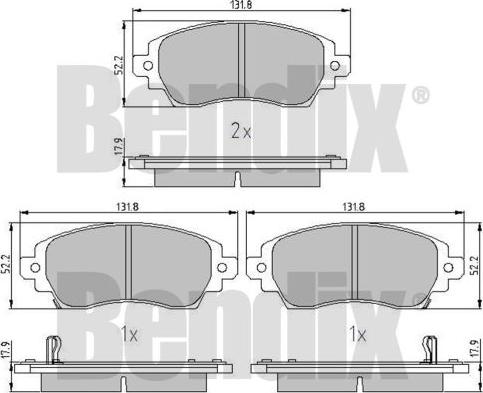 BENDIX 510835 - Тормозные колодки, дисковые, комплект autosila-amz.com