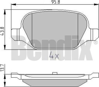 BENDIX 510832 - Тормозные колодки, дисковые, комплект autosila-amz.com