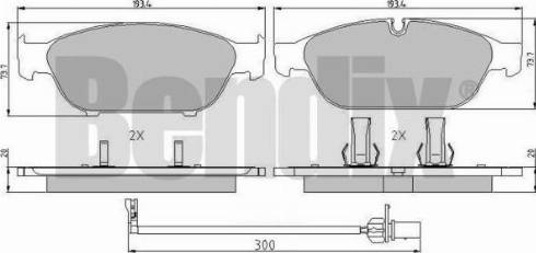 BENDIX 510876 - Тормозные колодки, дисковые, комплект autosila-amz.com