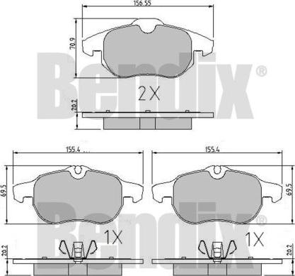 BENDIX 510393 - Тормозные колодки, дисковые, комплект autosila-amz.com