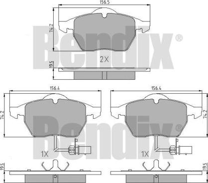 BENDIX 510343 - Тормозные колодки, дисковые, комплект autosila-amz.com