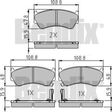 BENDIX 510301 - Тормозные колодки, дисковые, комплект autosila-amz.com