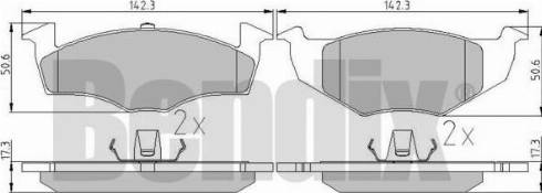 BENDIX 510307 - Тормозные колодки, дисковые, комплект autosila-amz.com