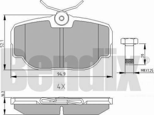 BENDIX 510314 - Тормозные колодки, дисковые, комплект autosila-amz.com