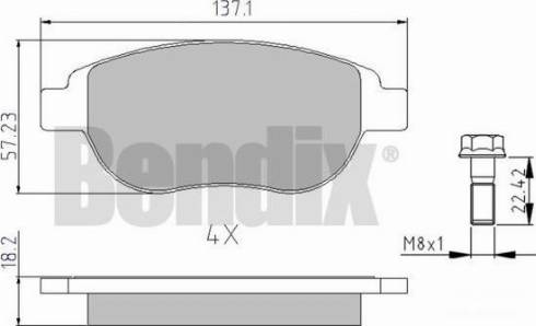 BENDIX 510381 - Тормозные колодки, дисковые, комплект autosila-amz.com