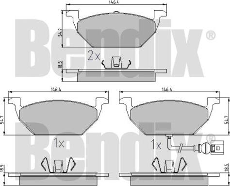 BENDIX 510383 - Тормозные колодки, дисковые, комплект autosila-amz.com