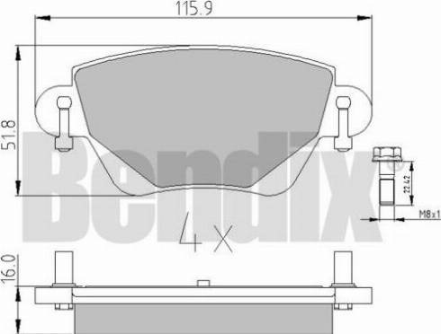 BENDIX 510372 - Тормозные колодки, дисковые, комплект autosila-amz.com