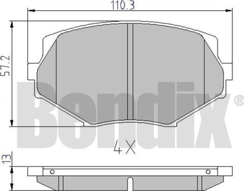 BENDIX 510298 - Тормозные колодки, дисковые, комплект autosila-amz.com