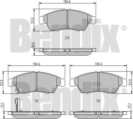 BENDIX 510242 - Тормозные колодки, дисковые, комплект autosila-amz.com