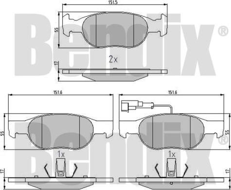 BENDIX 510259 - Тормозные колодки, дисковые, комплект autosila-amz.com