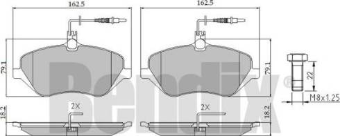 BENDIX 510250 - Тормозные колодки, дисковые, комплект autosila-amz.com