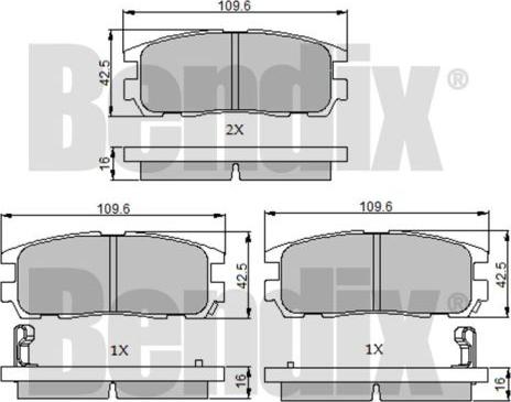 BENDIX 510253 - Тормозные колодки, дисковые, комплект autosila-amz.com