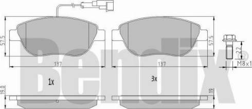 BENDIX 510205 - Тормозные колодки, дисковые, комплект autosila-amz.com