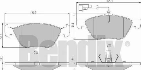 BENDIX 510288 - Тормозные колодки, дисковые, комплект autosila-amz.com