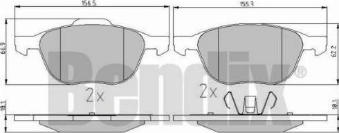 BENDIX 510237 - Тормозные колодки, дисковые, комплект autosila-amz.com