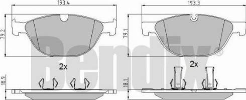 BENDIX 510791 - Тормозные колодки, дисковые, комплект autosila-amz.com