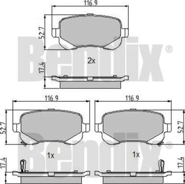 BENDIX 510758 - Тормозные колодки, дисковые, комплект autosila-amz.com