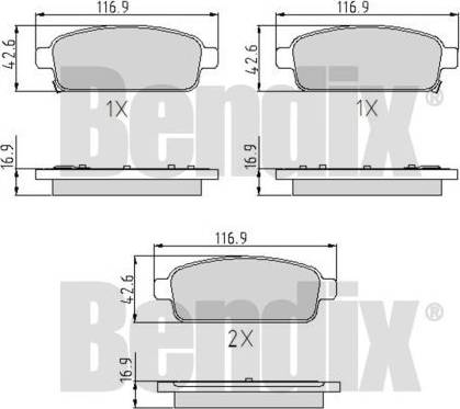 BENDIX 510761 - Тормозные колодки, дисковые, комплект autosila-amz.com