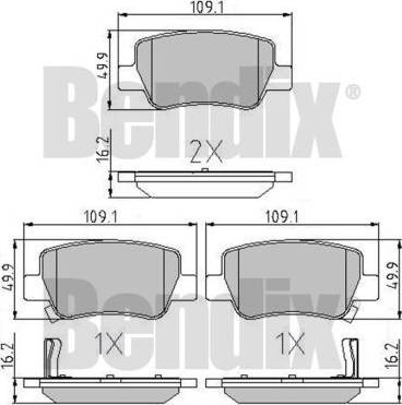 BENDIX 510768 - Тормозные колодки, дисковые, комплект autosila-amz.com