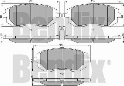 BENDIX 510707 - Тормозные колодки, дисковые, комплект autosila-amz.com