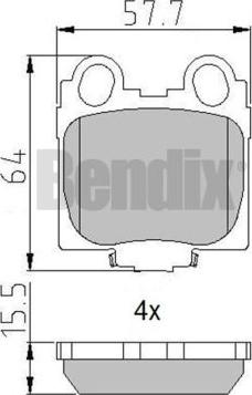 BENDIX 510733 - Тормозные колодки, дисковые, комплект autosila-amz.com