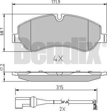 BENDIX 511146 - Тормозные колодки, дисковые, комплект autosila-amz.com