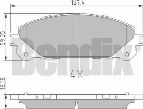 BENDIX 511155 - Тормозные колодки, дисковые, комплект autosila-amz.com