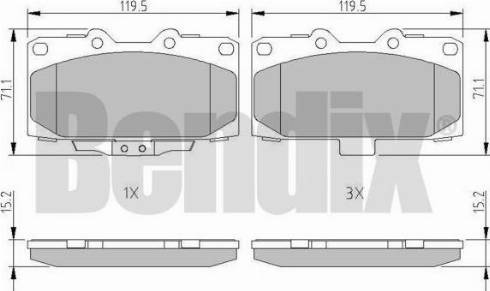 BENDIX 511102 - Тормозные колодки, дисковые, комплект autosila-amz.com