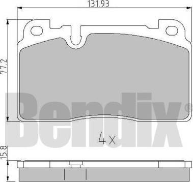 BENDIX 511119 - Тормозные колодки, дисковые, комплект autosila-amz.com