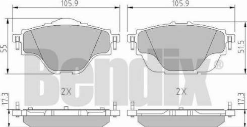 BENDIX 511171 - Тормозные колодки, дисковые, комплект autosila-amz.com