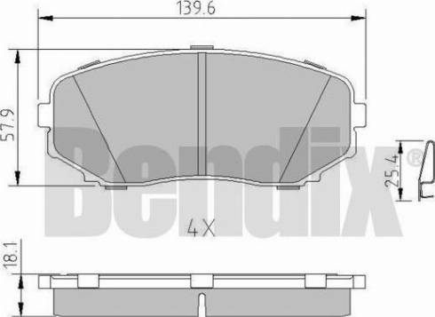 BENDIX 511253 - Тормозные колодки, дисковые, комплект autosila-amz.com