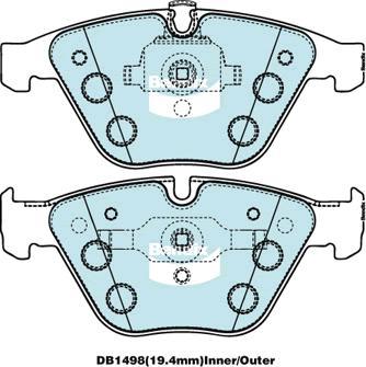 Bendix-AU DB1498 EURO+ - Тормозные колодки, дисковые, комплект autosila-amz.com