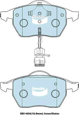 Bendix-AU DB1404 EURO+ - Тормозные колодки, дисковые, комплект autosila-amz.com