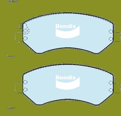 Bendix-AU DB1828 -4WD - Тормозные колодки, дисковые, комплект autosila-amz.com