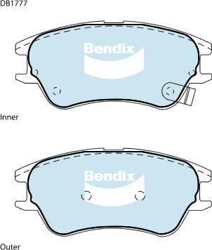 Bendix-AU DB1777 GCT - Тормозные колодки, дисковые, комплект autosila-amz.com