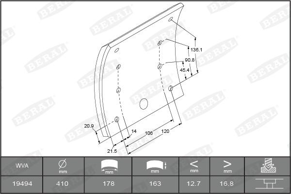 Beral 1949417000015758 - Комплект тормозных башмаков, барабанные тормоза autosila-amz.com