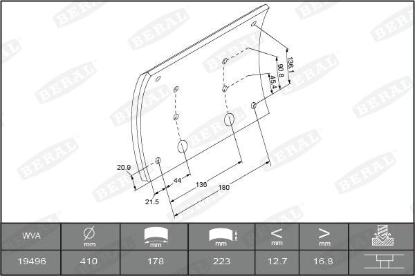 Beral 1949617700015608 - Комплект тормозных башмаков, барабанные тормоза autosila-amz.com