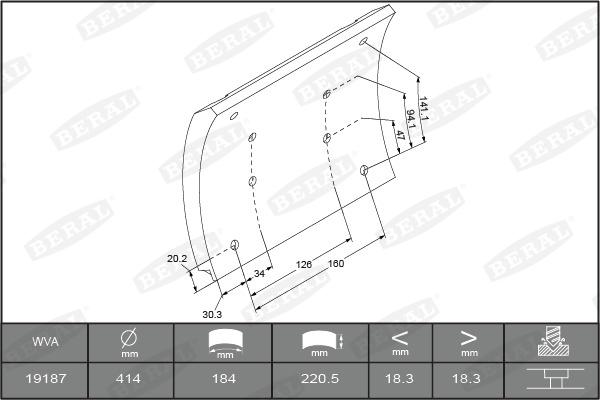 Beral 1918718506016278 - Комплект тормозных башмаков, барабанные тормоза autosila-amz.com