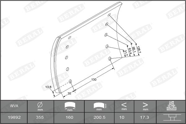 Beral 1989218000015416 - Комплект тормозных башмаков, барабанные тормоза autosila-amz.com