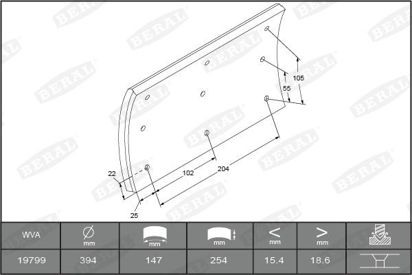 Beral 1979920006016826 - Комплект тормозных башмаков, барабанные тормоза autosila-amz.com