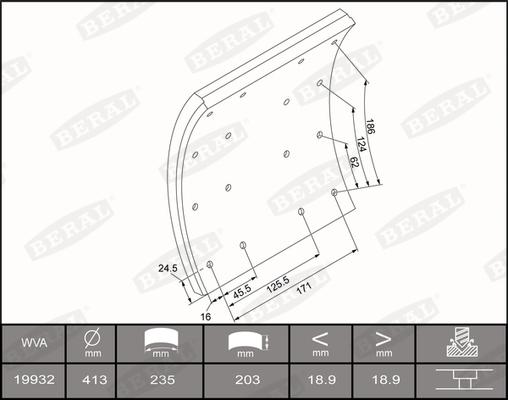 Beral KBL19932.0-1660 - Комплект тормозных башмаков, барабанные тормоза autosila-amz.com